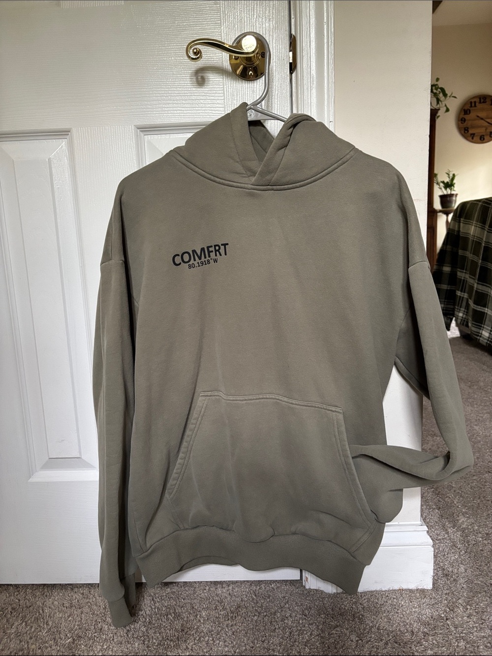 Comfort Olive Green Crewneck Hoodie for Men